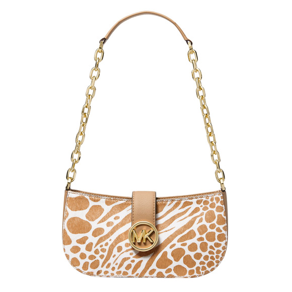 Michael Kors Carmen Small Animal Print Calf Hair Shoulder Bag Camel $448 Nwt - Picture 1 of 3